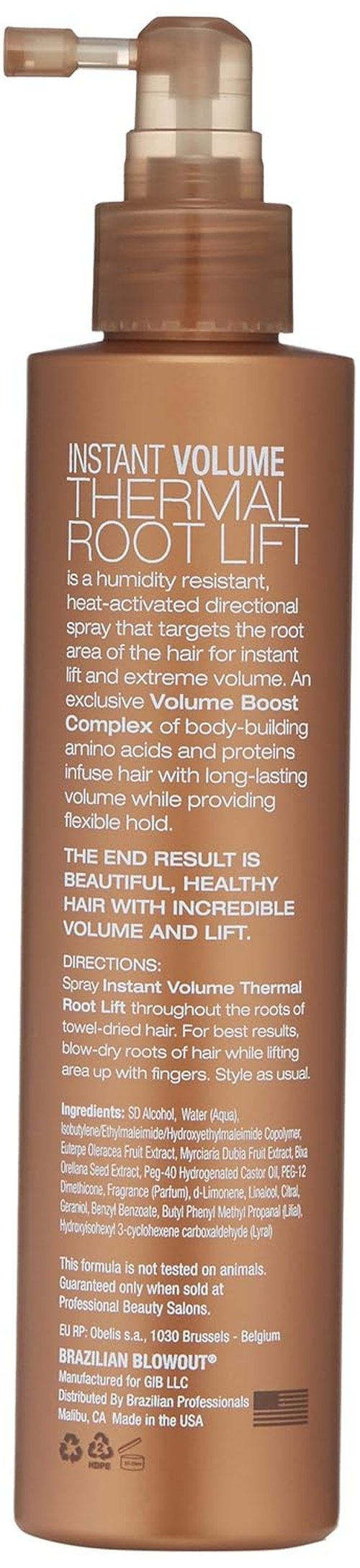 Brazilian Blowout Instant Volume Thermal Root Lift Spray - 6.7 oz for Effortless Volume