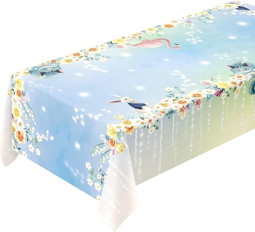 Cheerland Floral Tablecloth - 9x5 Ft Fabric for Tea Party & Spring Celebrations | Easter & Birthday Decor