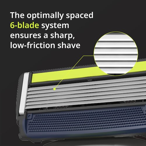 DORCO Pace 6 Sport - Six Blade Razor System with Trimmer and Pivoting Head (2 Replacement Handles Only (No Blades))