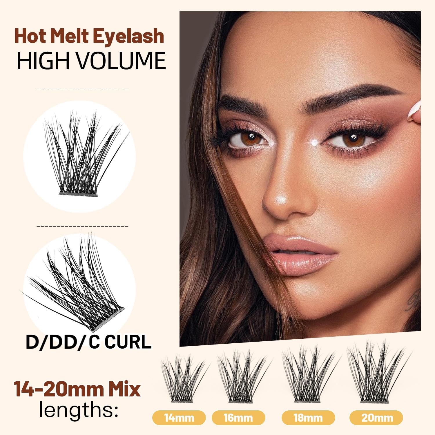 →VAYATOR Lashes Mixed Kit/False Lashes Lash Bond & Seal Kit Multiple styles To Choose 8-20mm Mix D Curl/DD Curl Makeup Cluster Grafting Eyelashes Individual Extension (C#12-14-16mm Mixed)