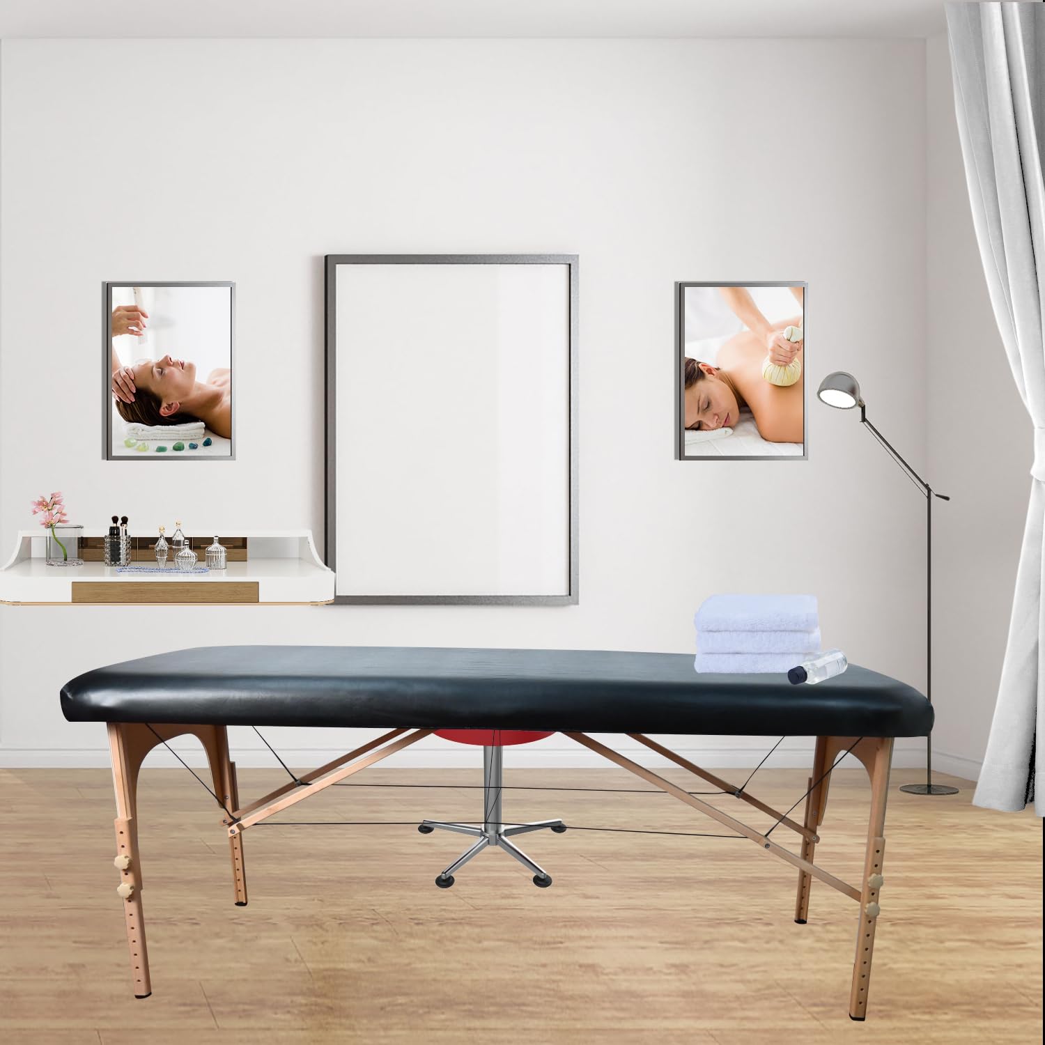 Yoquare Professional Waterproof Massage Table Cover - 32Inch Square 100% PU Leather, Wipeable Reusable Protector for Spa & Clinic (Black, 1-Pack)