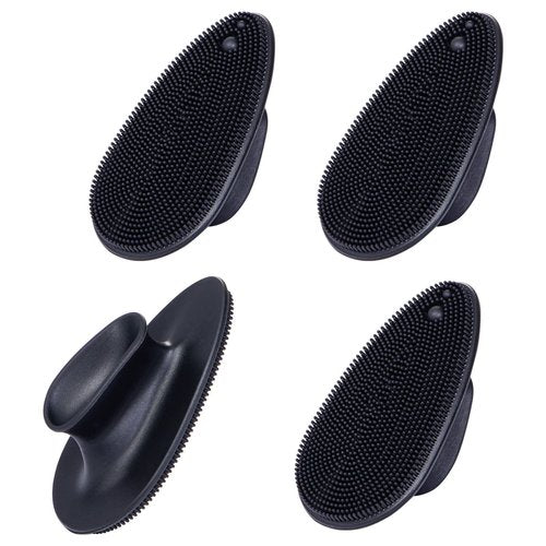 8 Pack Silicone Face Scrubber, Beomeen Facial Cleansing Brush Soft Silicone Facial Exfoliation and Massage Brush Blackhead Scrubber for Men and Women (Black)