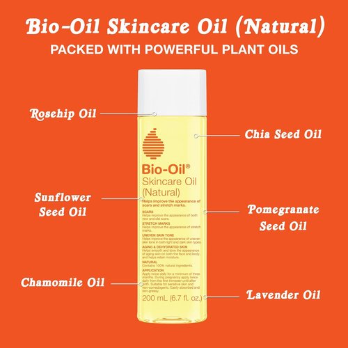 Bio-Oil Natural Skincare Oil - Serum for Scars & Stretch Marks | Moisturizer for All Skin Types, 6.7 Oz