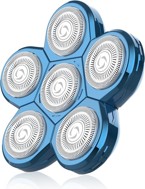 Head Shaver Replacement Heads, Kibiy 6 Blades Replacement Head, Bald Shaver Replacement Head, Replacement Shaver Head, Shaver Heads Replacement (light blue)