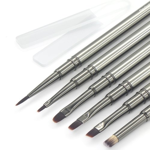 MYR 6Pcs Nail Art Brushes and 2pcs Nano Nail Files, Metal Nail Art Tools, Acrylic Nail Brushes, Nail Brushes for Nail Art, suitable for Gel Dilution, Halo Dyeing, Watercolor and other Nail Design