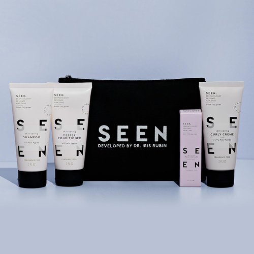SEEN Curly On The Go Kit - Fragrance-Free Curl-Defining Hair Bundle for Sensitive Skin | Anti-Frizz & Heat Protectant