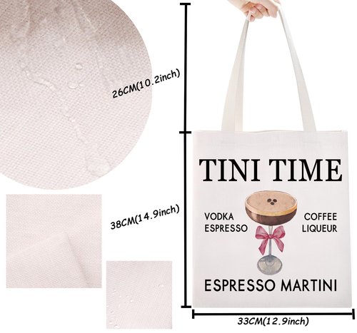 TSOTMO Espresso Martini Makeup Bag - Tini Time Gift Cocktail Alcohol Gift - Martini Lovers Zipper Pouch (TINI Tote)
