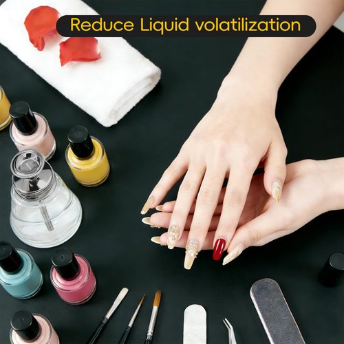ffresiss Glass Acetone Dispenser, Push Down Pump Alcohol Dispenser with Metal Cover, Nail Polish Remover Liquid Pump Cone Bottle Hand Pumping Rubbing Press Container, 6Oz / 180ml