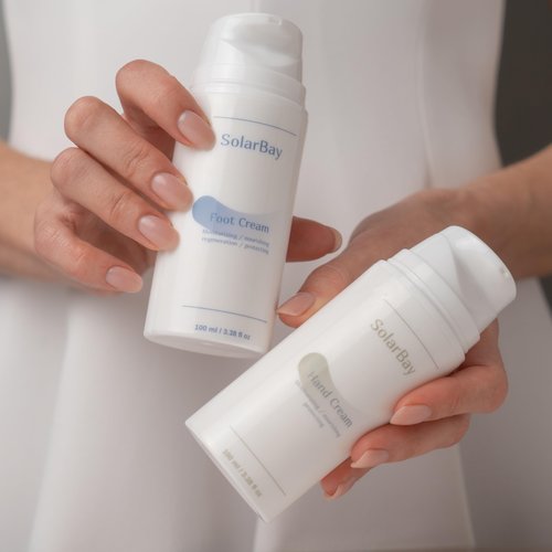 Solar Bay Hand Cream for Dry Cracked Hands-Shea Butter & Jojoba Oil-Moisturizing Lotion for Extremely Dry Skin, Fingertip & Cuticle Care-Vitamin E & Panthenol-For Women & Men-Airless Pump Bottle