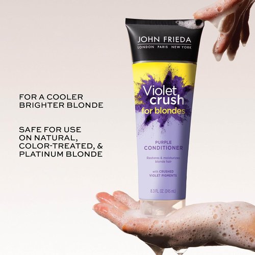 John Frieda Violet Crush Purple Conditioner - Neutralizes Brassy Tones for Cooler Blonde - 8.3 Oz