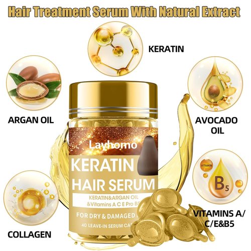 Skiennix Keratin Hair Treatment Serum | Leave-In Anti-Frizz Conditioner with Argan Oil & Vitamins | All Hair Types