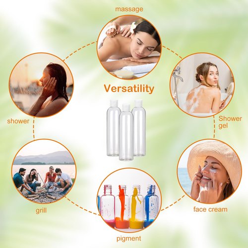 KUKLIPJIM 80 Pack 4 oz Plastic Bottles with White Top Caps, Clear Empty Bottles, Cosmetic Containers for Lotion and Shampoo, Travel-Friendly Bottles, BPA-Free for Liquids and Personal Care