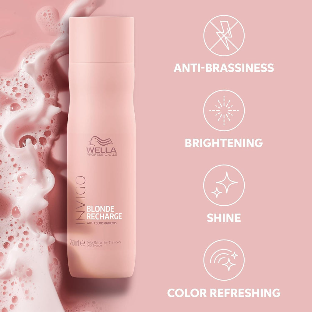 Wella Professionals INVIGO Blonde Recharge Cool Shampoo - Revitalize Blonde Hair | 10.1 Fl Oz