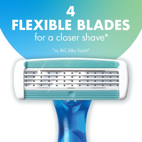 BIC Soleil 4 Women's Disposable 4 Blade Razors, Flexible Blades and Rubber Grip Handle, 7-Pack