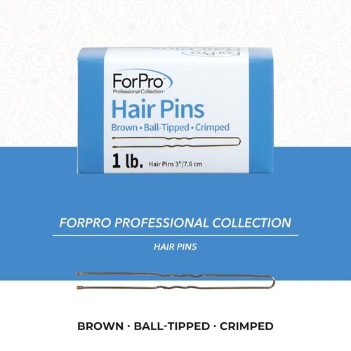 ForPro Professional Collection Hair Pins - Brown, 3" L, Ball-Tipped, Non-Damaging, 320 Count