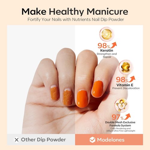 Modelones Dip Powder Nail Kit Starter, 20 Colors Pink Orange Dipping Powder Liquid Set Base&Top Activator for French Nail Art Salon DIY Kit