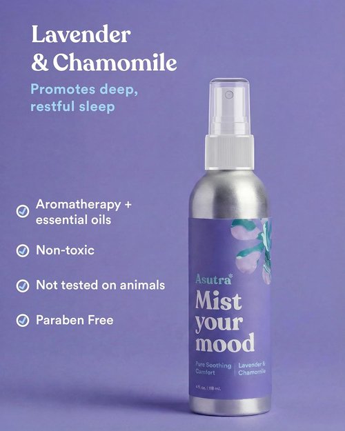 ASUTRA Aromatherapy Pillow Spray - Lavender & Chamomile Essential Oil Mist, 4 fl oz Aluminum Bottle | Refresh Face, Body, Rooms & Linens