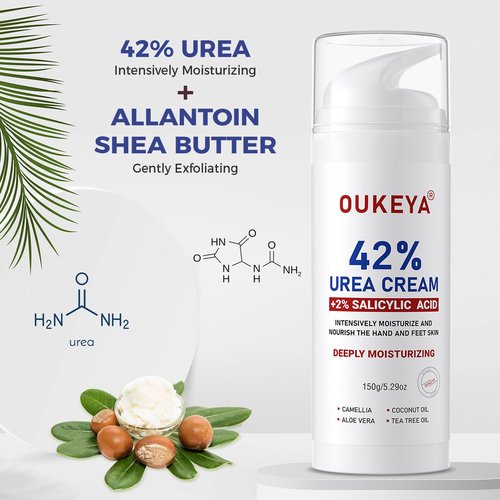 OUKEYA Urea Cream 42% - Moisturizing Foot Cream with 2% Salicylic Acid for Dry Skin | 5.29 Oz