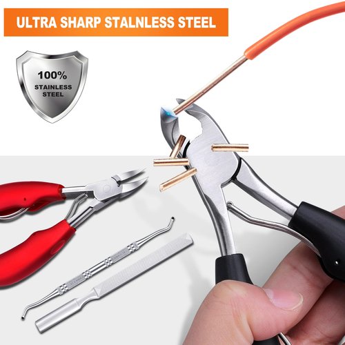 Orelex Toenail Clippers for Seniors Thick Toenails, Podiatrist Toenail Clippers, Professional Nail Clippers, Ergonomic Non-Slip Long Handle, Toe Nail Clippers for Men Women Elderly