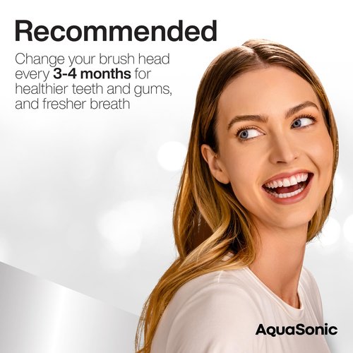 AquaSonic Genuine Proflex Replacement Brush Heads | ADA Accepted | for Whiter Teeth & Gum Care | Compatible with Many AquaSonic Toothbrush Handles (8 Pack Black)