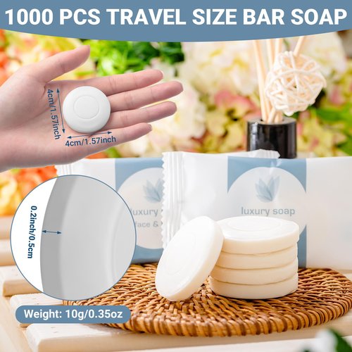 Kacctyen 600 Pcs 0.35oz Mini Bar Soap Bulk Individually Wrapped Bulk Hand Hotel Soap Bars Travel Size Toiletries for Guest Hotel Bathroom Vacation Rentals