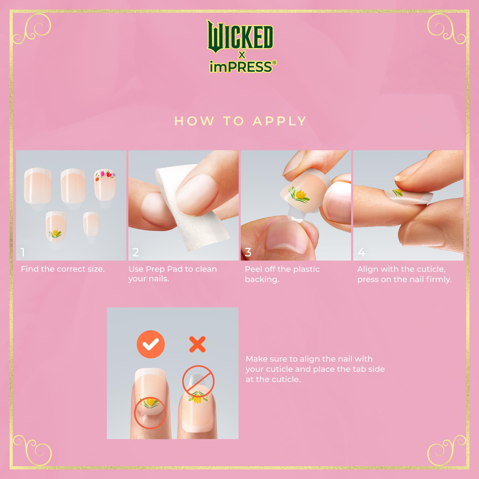 WICKED X imPRESS Press On Nails, New Improved Adhesive, Up To 10 Day Hold, ‘Rainbow of Blooms’, White, Short Squoval, Includes 30 Fake Nails, 1 Prep Pad, 1 Manicure Stick, 1 Mini File