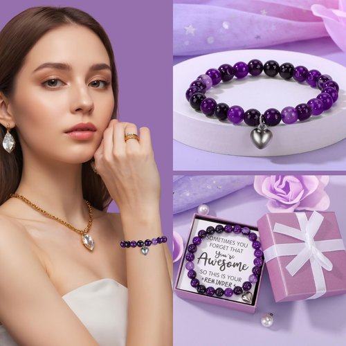 Birthday Gifts for Women Self Care Gift Set, Purple Relaxing Spa Gift Baskets Get Well Soon Care Package, Unique Valentines Day Gifts for Her Mom Wife Girlfriend Friends Sister
