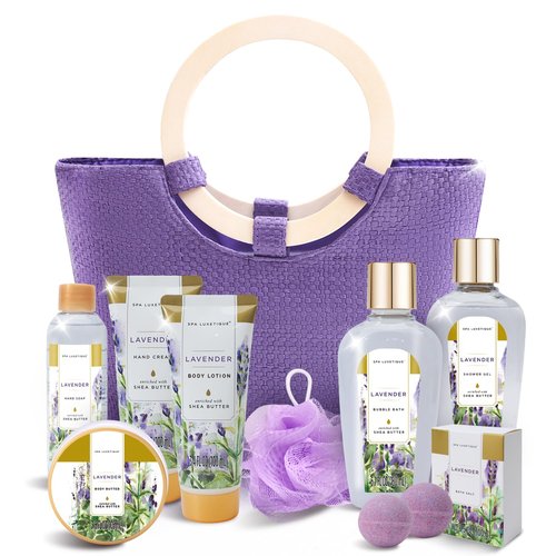 Spa Luxetique Bath Sets for Women Gifts - 10 Pcs Lavender Spa Kit, Self Care Kit for Her, Birthday, Mother's Day, Anniversary, Holiday, Valentine's Day Gifts for Her, Mother, Girlfriends, Wife