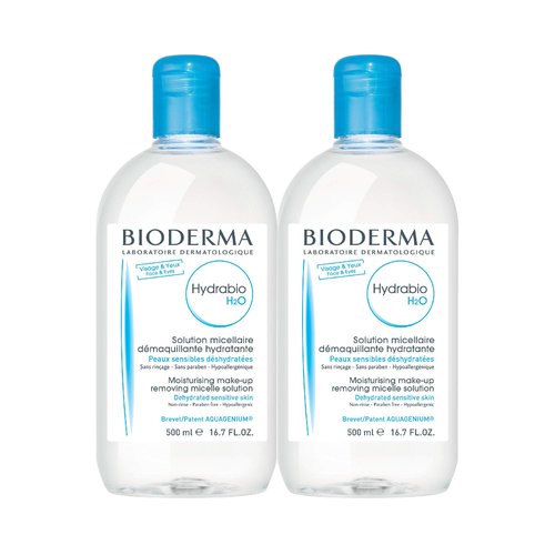 Bioderma Hydrabio DUO H2O Micellar Water Cleansing and Make-Up Removing for Dehydrated Sensitive Skin, 33.4 Fl Oz