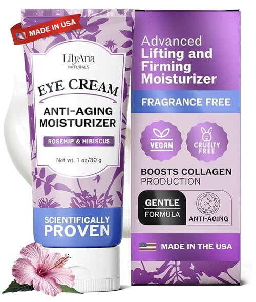 LilyAna Naturals Eye Cream - Anti-Aging Formula for Dark Circles & Puffiness | 1.0 oz for Sensitive Skin