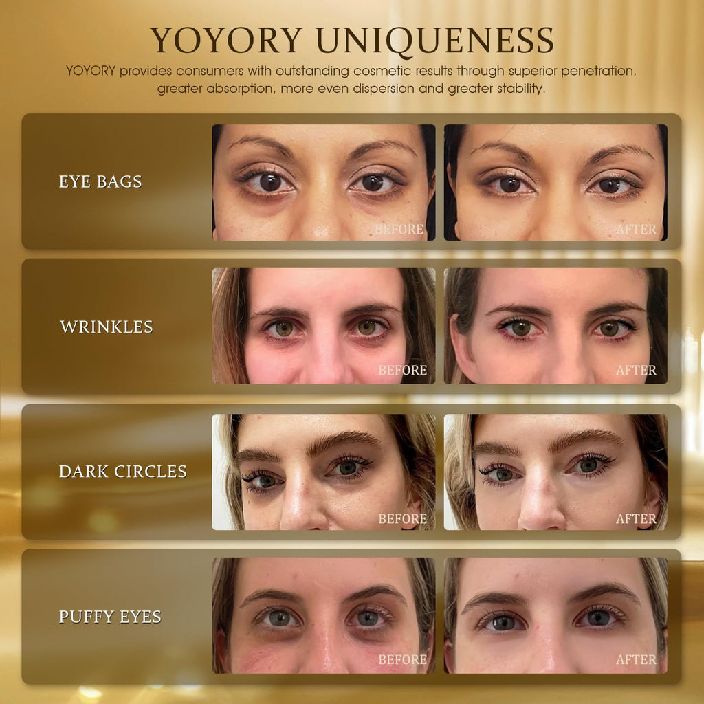 YOYORY Under Eye Patches Masks - 24K Gold Eye Patch for Dark Circles & Puffy Eyesg,Fine Lines,Eye Bags, Wrinkle,Contains Caffeine and Collagen, Hydration for Women and Men, (60 Pcs) Gold
