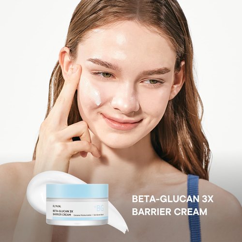 IUNIK Beta-Glucan Non-Sticky Deep Moisture Hydration 3x Barrier Cream Day&Night Moisturizer Quick Absorption Barrier Strengthening for Sensitive Dry Skin with Shea Butter Panthenol Korean Skincare