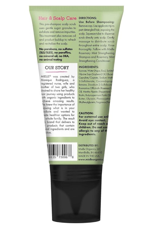 Mielle Organics Rosemary & Mint Scalp Scrub - Gentle Exfoliating Pre-Shampoo Treatment for Dry Scalp - 6 Fl Oz