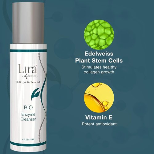 Lira Clinical BIO Enzyme Cleanser - Papaya Gel Face Wash for Sensitive Skin | Hydrating Exfoliating 6 Oz
