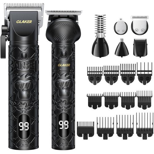 GLAKER Hair Clippers for Men Professional, Cordless Clippers for Hair Cutting, Mens Bear Trimmer, Electric Razor Barber Clippers Hair Trimmer, Gifts for Men (Black)