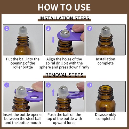 30ML Roller Bottles for Essential Oil, 4 Pack Empty Amber Glass Roller Bottle for Perfume Oil, Roll on Bottles with Stainless Steel Roller Balls, Opener, Funnel and Dropper for Aromatherapy, Massage