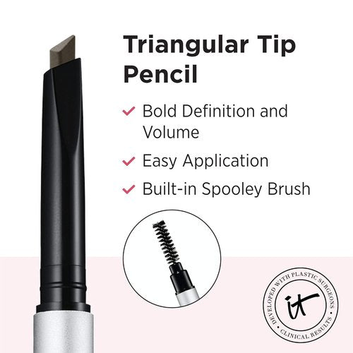 IT Cosmetics Brow Power Eyebrow Pencil - Long-Lasting, Universal Shades, Nourishing Biotin, Easy Application