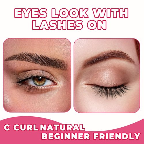 Natural Cat Eye Lashes Wispy Eyelashes 14mm Lightweight False Eyelashes 3D Volume Natural Lashes 0.1mm Thin Cotton Band Lash Strips Pack C Curl Soft Eyelash 7 Pairs Siligli