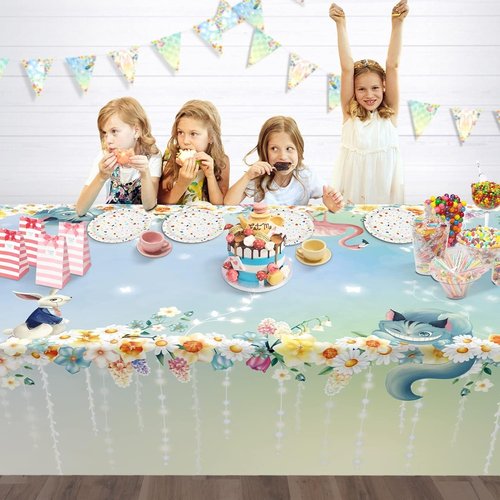 Cheerland Floral Tablecloth - 9x5 Ft Fabric for Tea Party & Spring Celebrations | Easter & Birthday Decor