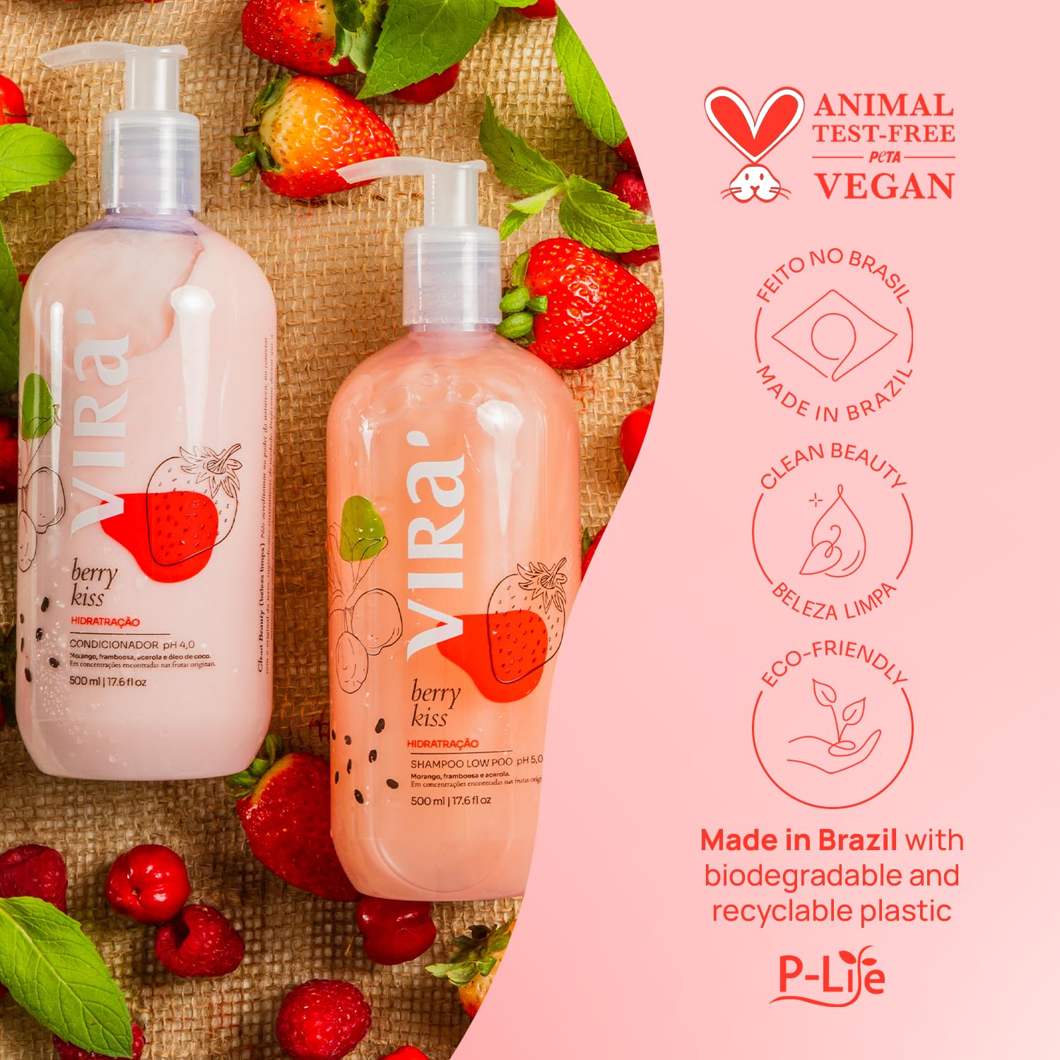 VIRÁ Brazilian Shampoo & Conditioner Set - Deep Moisturizing Treatment for All Hair Types | 17.6 Fl Oz Each