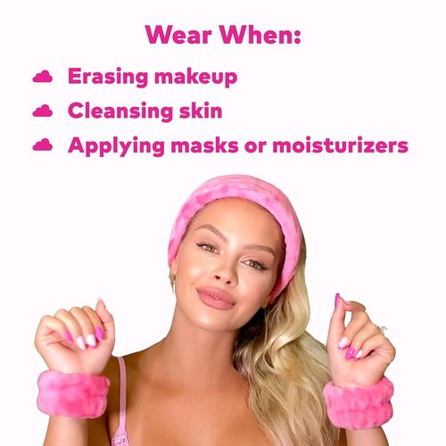 Original MakeUp Eraser Drip Eraser Set - Absorbent Headband & Wristbands for Spa Use | 3-Piece Set