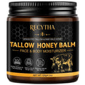 Beef Tallow for Skin, Tallow and Honey Balm, Organic Grass-Fed Beef Tallow + Raw Wild Honey, Jojoba Oil, Face & Body Moisturizer for Dry/Sensitive Skin, Deep Nourishing Natural Formula, Light Scent