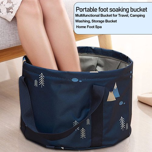 Multifunctional Collapsible Bucket for Soaking Feet, Portable Foot Bath Bag, Foot Spa Soaking Feet Home Pedicure Basin Outdoor Camping for Washing, Fishing Wait Handy Carrying Bag, Large