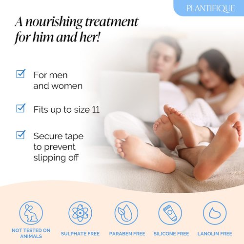 PLANTIFIQUE Korean Foot Mask with Shea Butter 4 Pairs box for Dry & Cracked Feet | Hydrating Socks for Soft Heels | Intense Moisturizing and Repairing Dry Rough Skin | Foot Spa | Happy Feet Mask