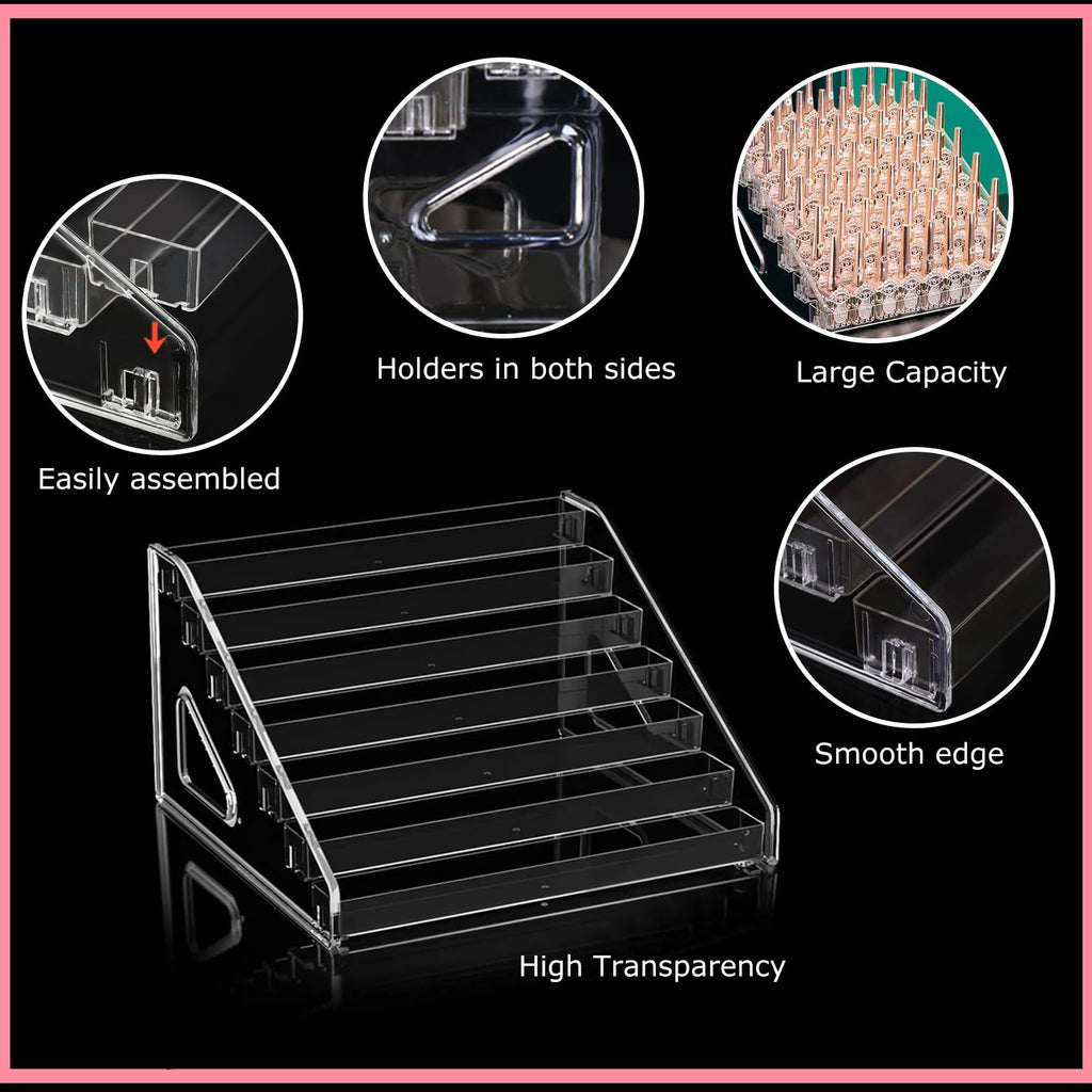 YANMAKE 7-Tier Nail Polish Organizer Rack, 2 Pack Storage Holder Stand for Sunglass Organizer, Greeting Card, Postcard Storage Shelf