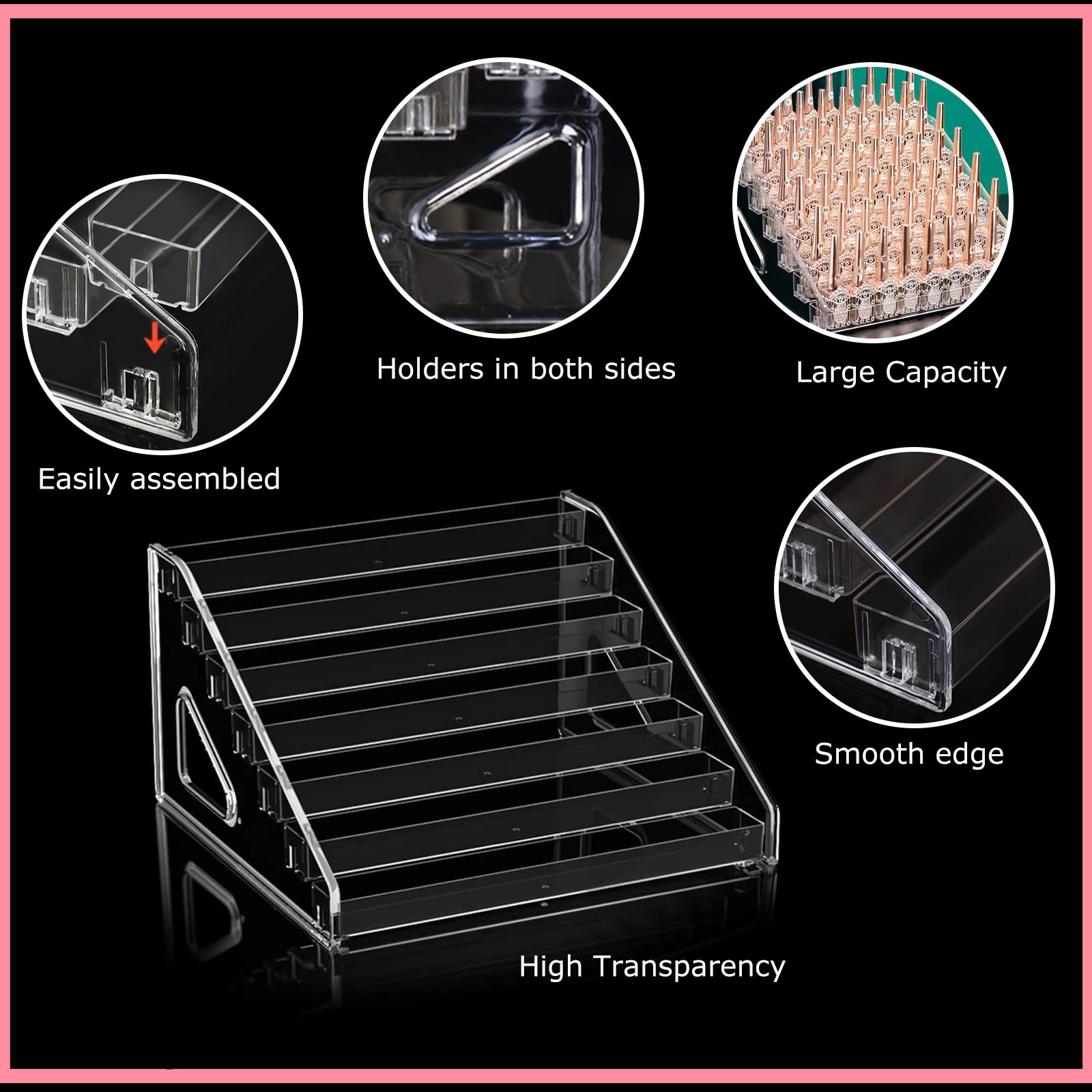 YANMAKE 7-Tier Nail Polish Organizer Rack, 2 Pack Storage Holder Stand for Sunglass Organizer, Greeting Card, Postcard Storage Shelf