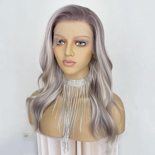CIMITIKI Highlight Ash Blonde with Brown Colored 13x4 Lace Front Wig Ready to Wear HD Glueless 18Inch Body Wave Pre plucked Natural Hairline for Women