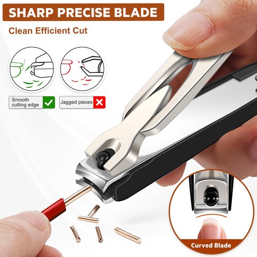 Toenail Clippers for Thick Toenails for Seniors, Ingrown Slant Toe Nail Clippers with Long Handle & Wide Opening, Large Heavy Duty Nail Clippers for Men with Catcher Nail Cutter Gifts for Men Women