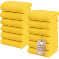The Towels Haven Luxurious Wash Cloths for Showering [13x13] - Thick, Soft, 100% Cotton Washcloths [Pack of 12] Absorbent Face Towels for Bathroom, Gym, and Spa Ideal for Daily Skincare (Yellow)