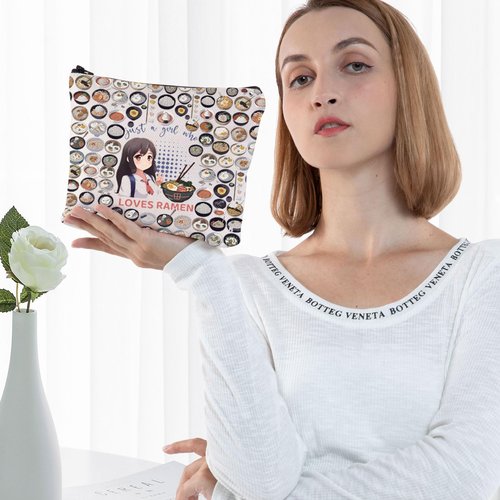 G2TUP Ramen Lover Cosmetic Bag Ramen Foodie Gift Just A Girl Who Loves Ramen Makeup Zipper Bag for Women Girls (Loves Ramen New)